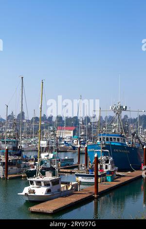 Fischerboote im Dock bei Brookings, OR. Stockfoto