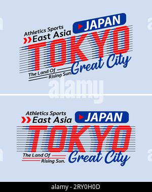 Tokio City Vintage Urban Vibes gestreifte Schattenschrift, Typografie, Poster, Etiketten, für den Druck auf T-Shirts usw. Stock Vektor