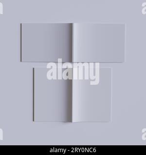 A4 Magazine weiß und realistisches 3D-Rendering von Texturen Stockfoto