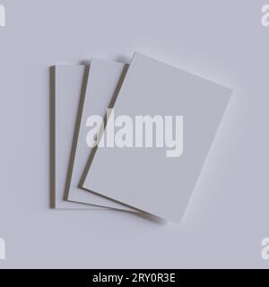 A4 Magazine weiß und realistisches 3D-Rendering von Texturen Stockfoto