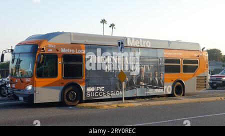 Inglewood, Kalifornien, USA 23. September 2023 Succession HBO Bus am 23. September 2023 in Inglewood, Kalifornien, USA. Foto von Barry King/Alamy Stock Photo Stockfoto