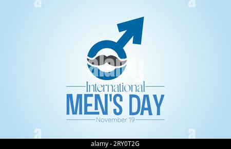 International Men's Day Concept mit Wellness und Lifestyle am 19. November. Vektorvorlage für Hintergrund-, Banner-, Karten- und Posterdesign. Stock Vektor