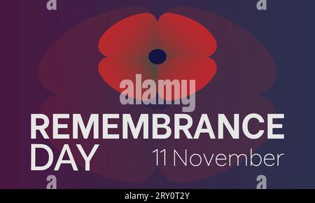Gedenktag Mohnblume, damit wir nicht vergessen, Symbol für die Ehrung von Veteranen und gefallenen Soldaten. November: Vektorvorlage für Hintergrund, Banner, Karte, Post Stock Vektor
