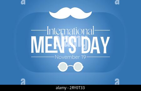 International Men's Day Concept mit Wellness und Lifestyle am 19. November. Vektorvorlage für Hintergrund-, Banner-, Karten- und Posterdesign. Stock Vektor