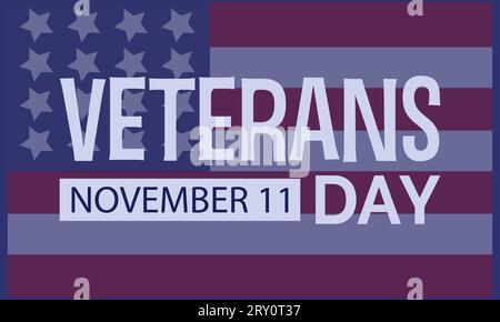 Veterans Day Tribute with American Flag and Saluting Soldier am 11. November. Vektorvorlage für Hintergrund-, Banner-, Karten- und Posterdesign. Stock Vektor