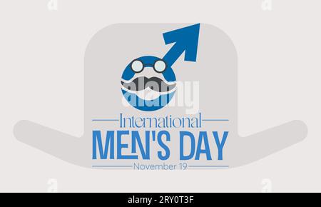 International Men's Day Concept mit Wellness und Lifestyle am 19. November. Vektorvorlage für Hintergrund-, Banner-, Karten- und Posterdesign. Stock Vektor