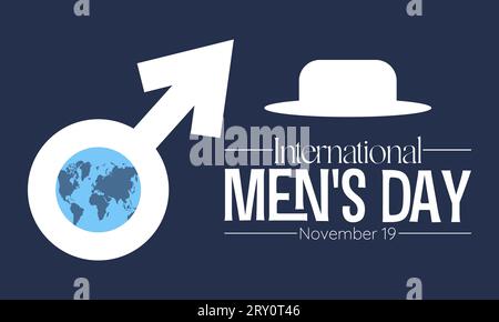 International Men's Day Concept mit Wellness und Lifestyle am 19. November. Vektorvorlage für Hintergrund-, Banner-, Karten- und Posterdesign. Stock Vektor