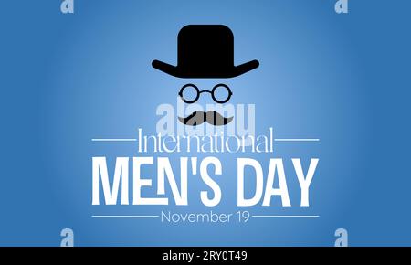 International Men's Day Concept mit Wellness und Lifestyle am 19. November. Vektorvorlage für Hintergrund-, Banner-, Karten- und Posterdesign. Stock Vektor