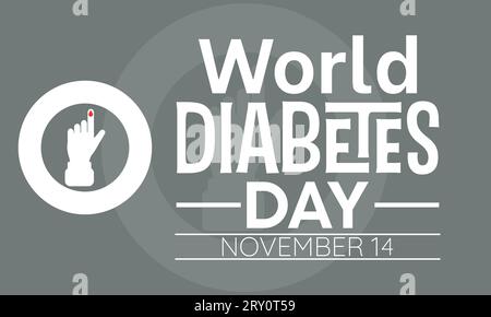 Weltdiabetes-Tag-Vektor-Illustration mit Glukosemonitor und gesundem Lebensstil. Vektorvorlage für Hintergrund-, Banner-, Karten- und Posterdesign. Stock Vektor