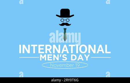 International Men's Day Concept mit Wellness und Lifestyle am 19. November. Vektorvorlage für Hintergrund-, Banner-, Karten- und Posterdesign. Stock Vektor