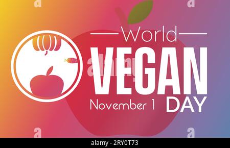 Welt Vegan Day Vector Illustration mit gesundem Essen und grünem Lebensstil. Vektorvorlage für Hintergrund-, Banner-, Karten- und Posterdesign. Stock Vektor