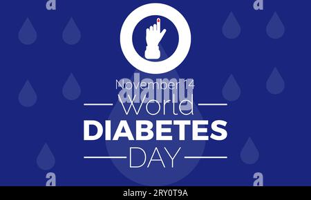 Weltdiabetes-Tag-Vektor-Illustration mit Glukosemonitor und gesundem Lebensstil. Vektorvorlage für Hintergrund-, Banner-, Karten- und Posterdesign. Stock Vektor