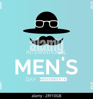 International Men's Day Concept mit Wellness und Lifestyle am 19. November. Vektorvorlage für Hintergrund-, Banner-, Karten- und Posterdesign. Stock Vektor
