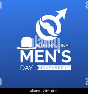 International Men's Day Concept mit Wellness und Lifestyle am 19. November. Vektorvorlage für Hintergrund-, Banner-, Karten- und Posterdesign. Stock Vektor
