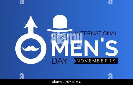 International Men's Day Concept mit Wellness und Lifestyle am 19. November. Vektorvorlage für Hintergrund-, Banner-, Karten- und Posterdesign. Stock Vektor