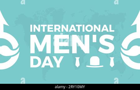 International Men's Day Concept mit Wellness und Lifestyle am 19. November. Vektorvorlage für Hintergrund-, Banner-, Karten- und Posterdesign. Stock Vektor