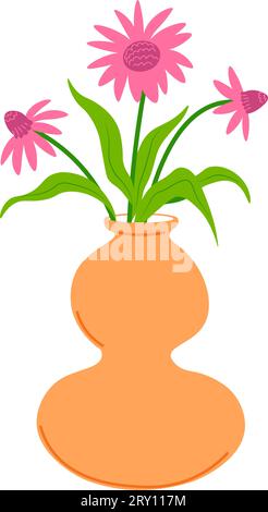 Blühende Blumen in Vase, florale Kompositionen Stock Vektor