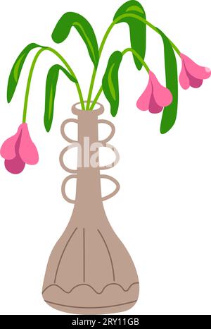 Whithered Blumen in Vase, Blumenstrauß von Flora Vektor Stock Vektor