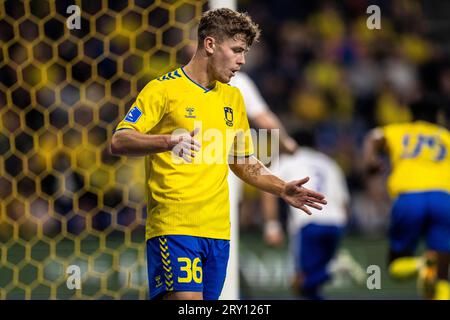 Broendby, Dänemark. 27. September 2023. Mathias Kvistgaarden (36) von Broendby, WENN er während des Oddset Pokalen-Spiels zwischen HIK und Broendby IF im Brondby Stadium gesehen wurde. (Foto: Gonzales Photo - Teis Markfoged). Quelle: Gonzales Photo/Alamy Live News Stockfoto