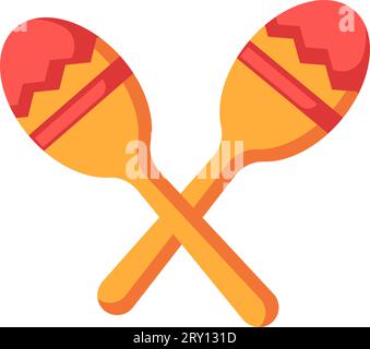 Schlaginstrument, bunte Maraca mit Bohnen Stock Vektor