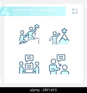 Bearbeitbare Pixel Perfect Soft Skills-Linear-Symbole Stock Vektor