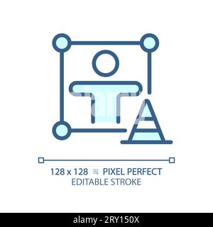 Anpassbares 2D-Symbol für dünne, lineare blaue Verantwortlichkeit Stock Vektor