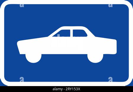 Symbolschild für angegebene Fahrzeug- oder Straßenkategorie (Auto), zusätzliche Verkleidungen, Straßenschilder in Schweden Stock Vektor