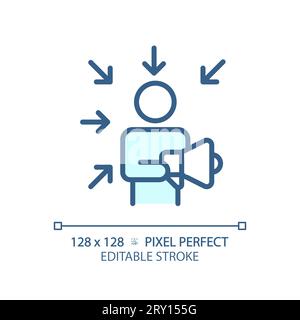 Personalisierbare 2D-Werbegrafik in dünnem, linearem Blau Stock Vektor