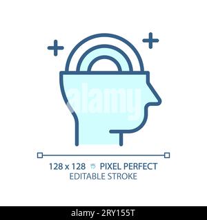 Anpassbares 2D-Symbol für dünne, lineare blaue Psychologie Stock Vektor