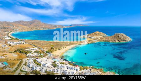 Landschaft mit Küste der Insel Mykonos, Griechenland Kykladen Stockfoto