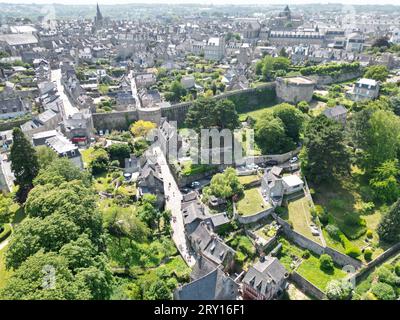 Dinan Altstadt Mauern Bretagne, Frankreich Drohne, Luft Stockfoto