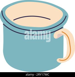 Tasse mit Griff zum Wandern und Camping, Vektor Stock Vektor