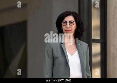 Julien Mattia / Le Pictorium - am Ende der Ministerratstagung am 27. September 2023. - 27/09/2023 - Frankreich / Ile-de-France (Region) / Paris - die Kulturministerin Rima Abdul-Malak am Ausgang des Ministerrates auf dem Elysee, 27. September 2023 Credit: LE PICTORIUM/Alamy Live News Stockfoto