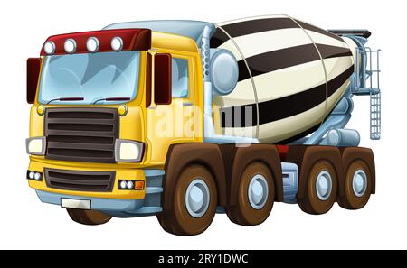 Cartoon-Industrie LKW Betonmischer Illustration für Kinder Stockfoto