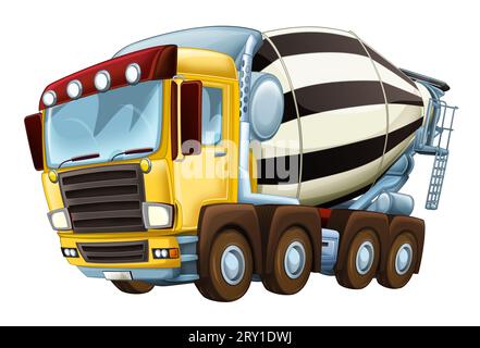 Cartoon-Industrie LKW Betonmischer Illustration für Kinder Stockfoto