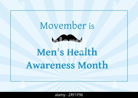 Movember Men's Health Awareness Month im November. Poster mit Ankündigungen in sozialen Medien. Stock Vektor