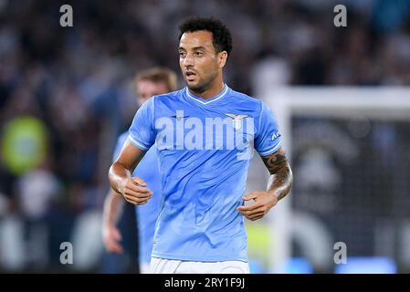 Felipe Anderson von SS Lazio schaut beim Spiel der Serie A Tim zwischen SS Lazio und Torino FC im Stadio Olimpico am 27. September 2023 in Rom, Italien, zu. Stockfoto