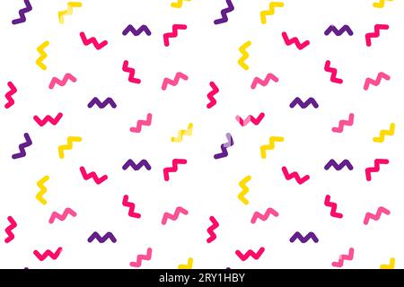 Kreatives, süßes Squiggle-Muster mit farbigen, abstrakten Squiggles. Nahtloses Muster mit Kritzeln. Konstruktion mit grundlegenden Formen. Einfache helle kindische Farbe sc Stock Vektor