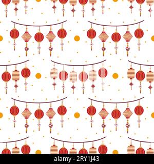 Chinesische Neujahrslaternen Mit Nahtlosem Muster Stockfoto