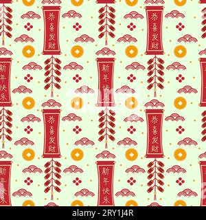 Chinesisches Neujahrsgruß Scrollt Nahtloses Musterdesign Stockfoto