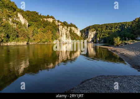 Die Weltenburger enge, Donaudurchbruch bei Weltenburg, Bayern, Deutschland | die Donauschlucht bei Weltenburg, Bayern, Deutschland Stockfoto