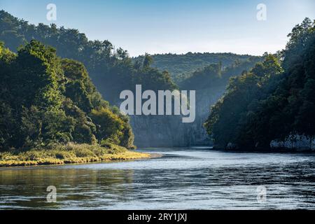 Die Weltenburger enge, Donaudurchbruch bei Weltenburg, Bayern, Deutschland | die Donauschlucht bei Weltenburg, Bayern, Deutschland Stockfoto