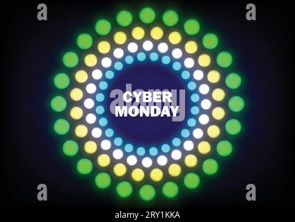 Cyber Monday Neon Lichter Banner. Super-Verkauf am Ende der Saison. Sonderangebot Konzept Vektor Illustration. Stock Vektor