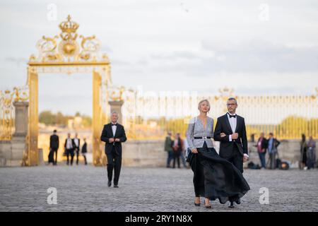 Sylvie Schirm und Alexis Kohler beim Staatsbankett im Schloss Versailles bei Paris, Frankreich am 20. September 2023, am ersten Tag eines Staatsbesuchs in Frankreich. Foto: Eliot Blondet/ABACAPRESS.COM Stockfoto