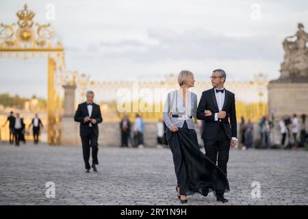 Sylvie Schirm und Alexis Kohler beim Staatsbankett im Schloss Versailles bei Paris, Frankreich am 20. September 2023, am ersten Tag eines Staatsbesuchs in Frankreich. Foto: Eliot Blondet/ABACAPRESS.COM Stockfoto