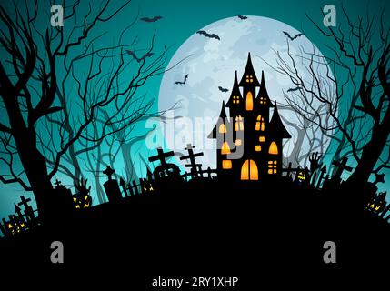 AOFOTO Halloween Hintergrund – 3 X 2,1 M, Gruseliges Schloss Motiv Für Fotoshootings Und Partys