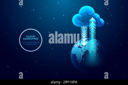Abstraktes Cloud-Computing-Technologiekonzept für die Datenübertragung. Stock Vektor