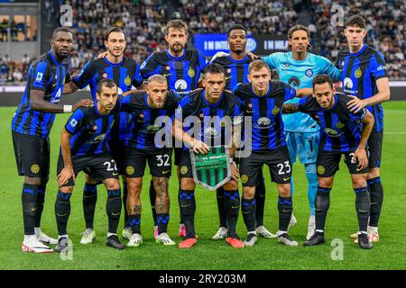 Milano, Italien. 27. September 2023. Die Startelf von Inter für das Spiel der Serie A zwischen Inter und Sassuolo bei Giuseppe Meazza in Mailand. (Foto: Gonzales Photo - Tommaso Fimiano). Stockfoto