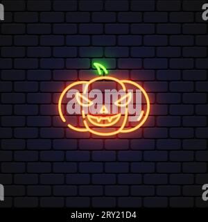 Kürbis halloween im Neon-Stil auf hellem Hintergrund. Vektorillustration Stock Vektor