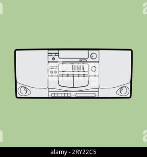 Radio Tape Line Art Stock Vektor